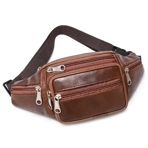 Klassische Herren-Gürteltasche aus PU-Leder Vintage-Gürteltasche Herren-Leder-Reißverschluss-Bauchtasche Luxuriöse Kleine