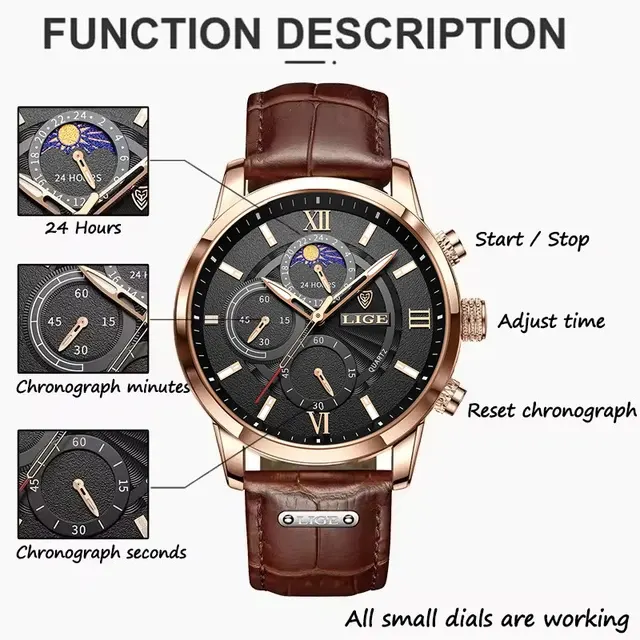 Lederuhr Quarz 3