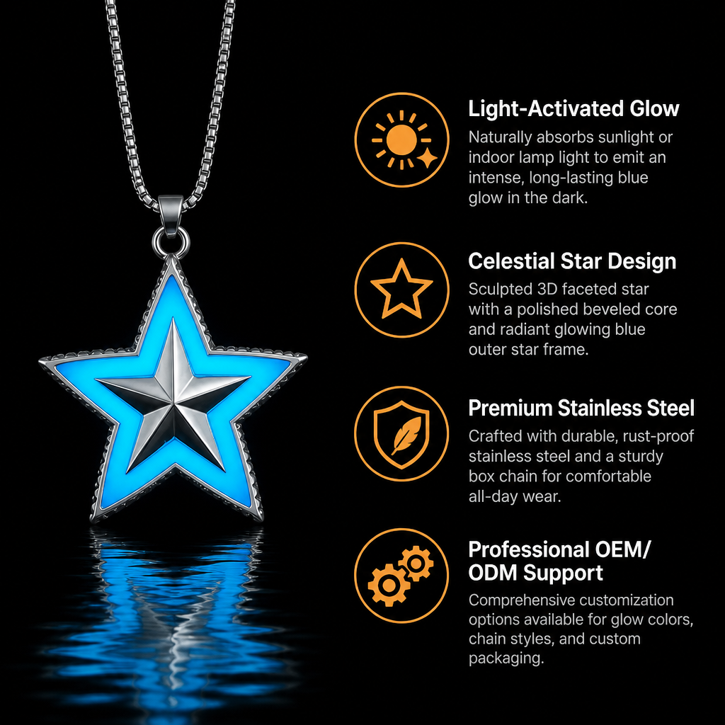 Luminous Five-Pointed Star Punk Necklace