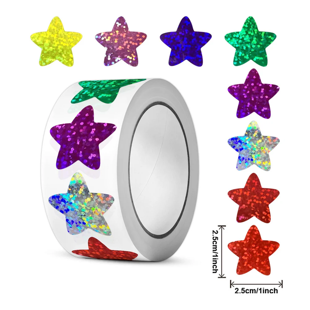 500 1000 Stücke Bunte Stern Klebstoff Holographische Aufkleber