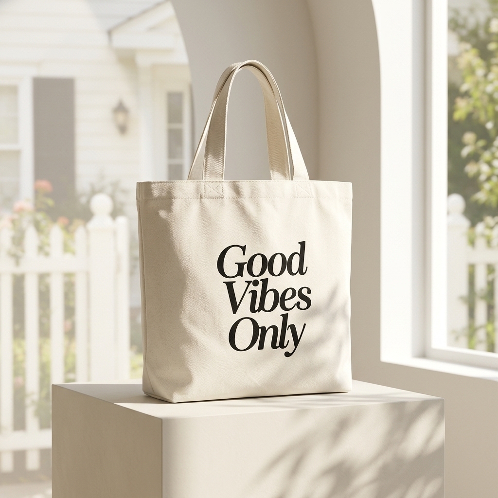 Large Canvas Tote with Geometric Print 2
