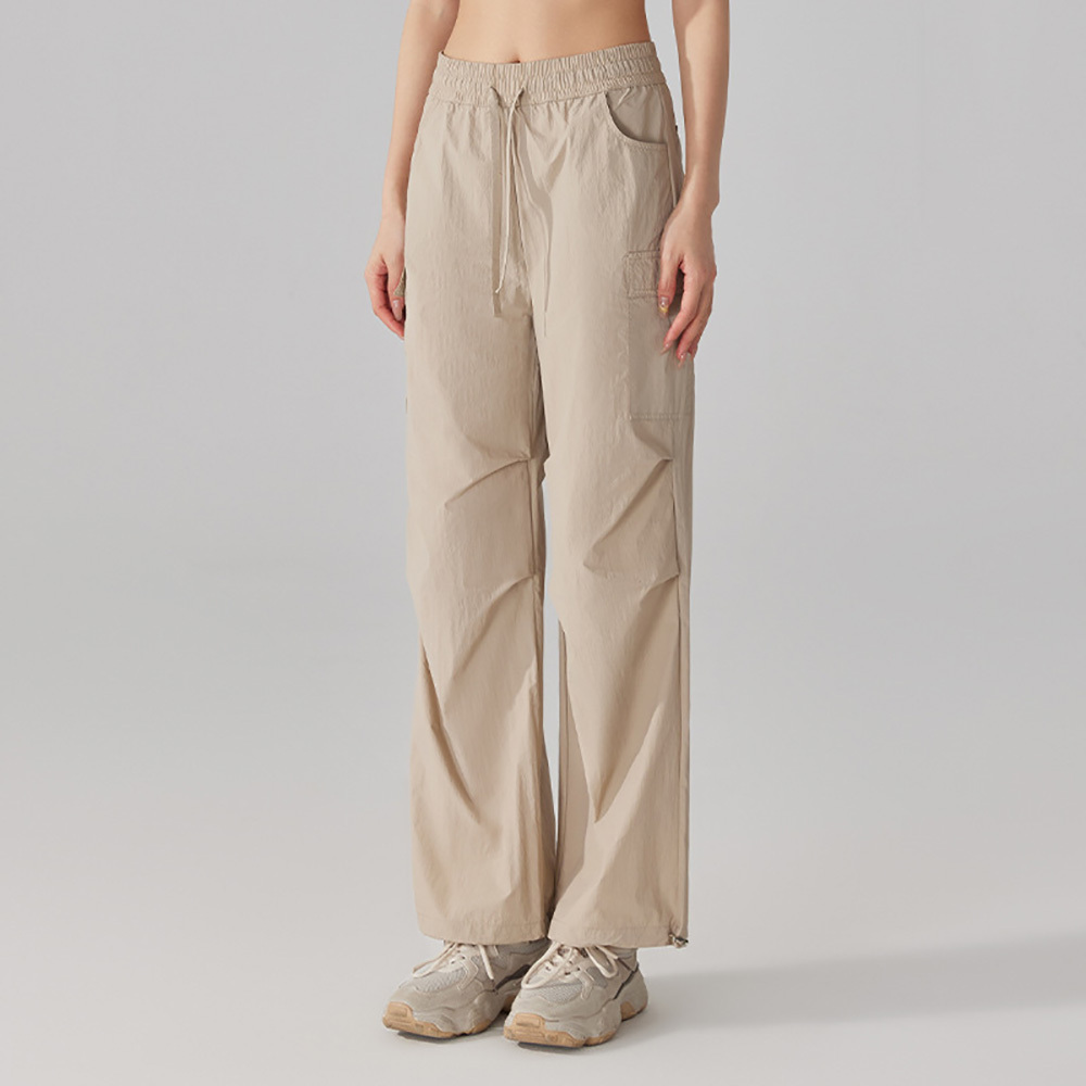 Women's Wide Leg Cargo Pants with Drawstring 4