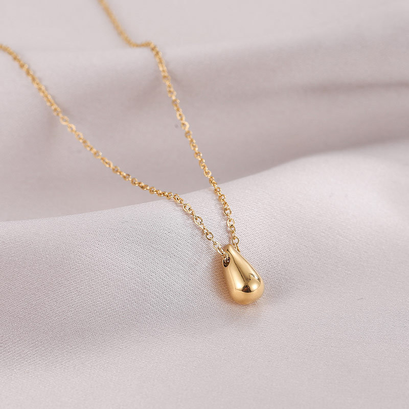 Gold Waterdrop Pendant Choker Stainless Steel Necklace 2