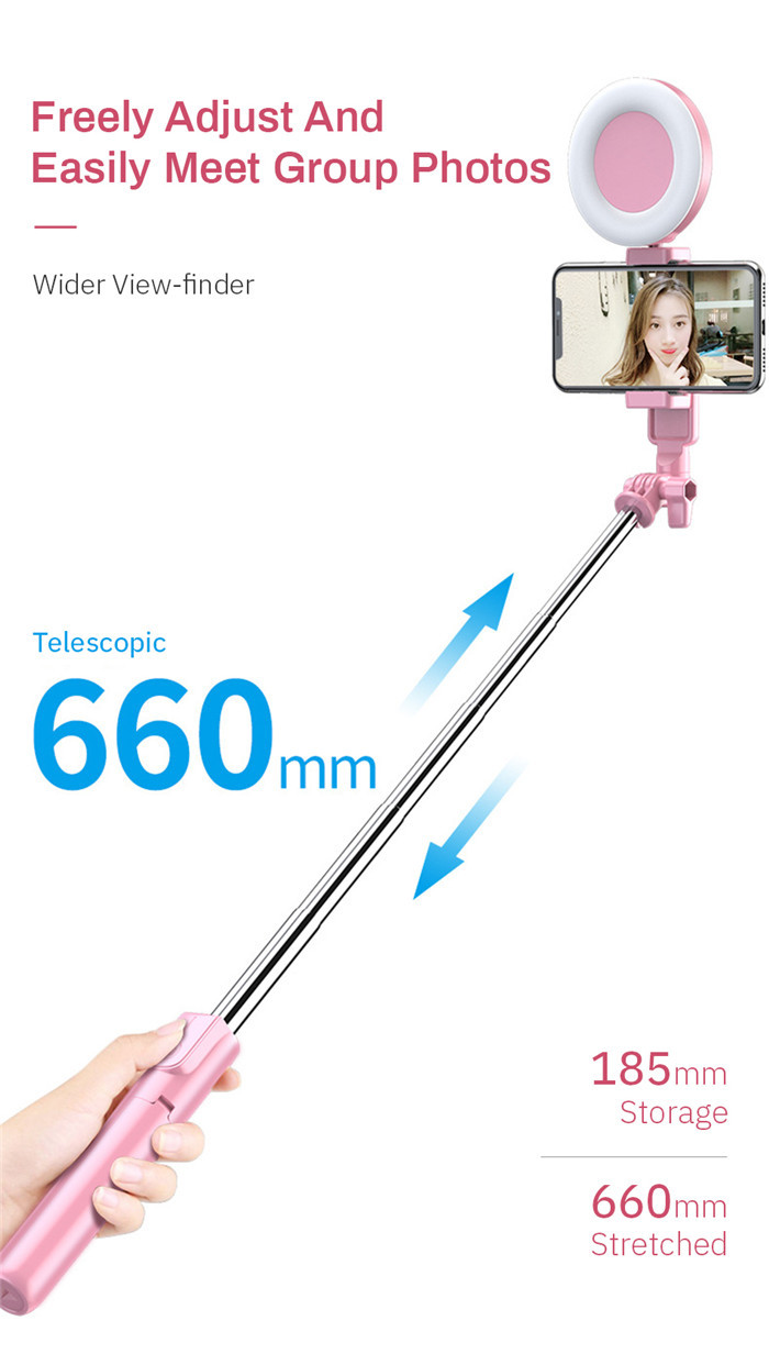 4-in-1 Selfie Stick with LED Ring Light 4