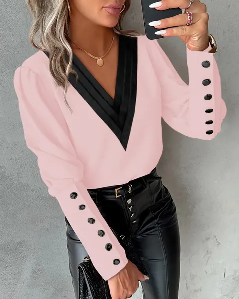 Button-Front Blouse