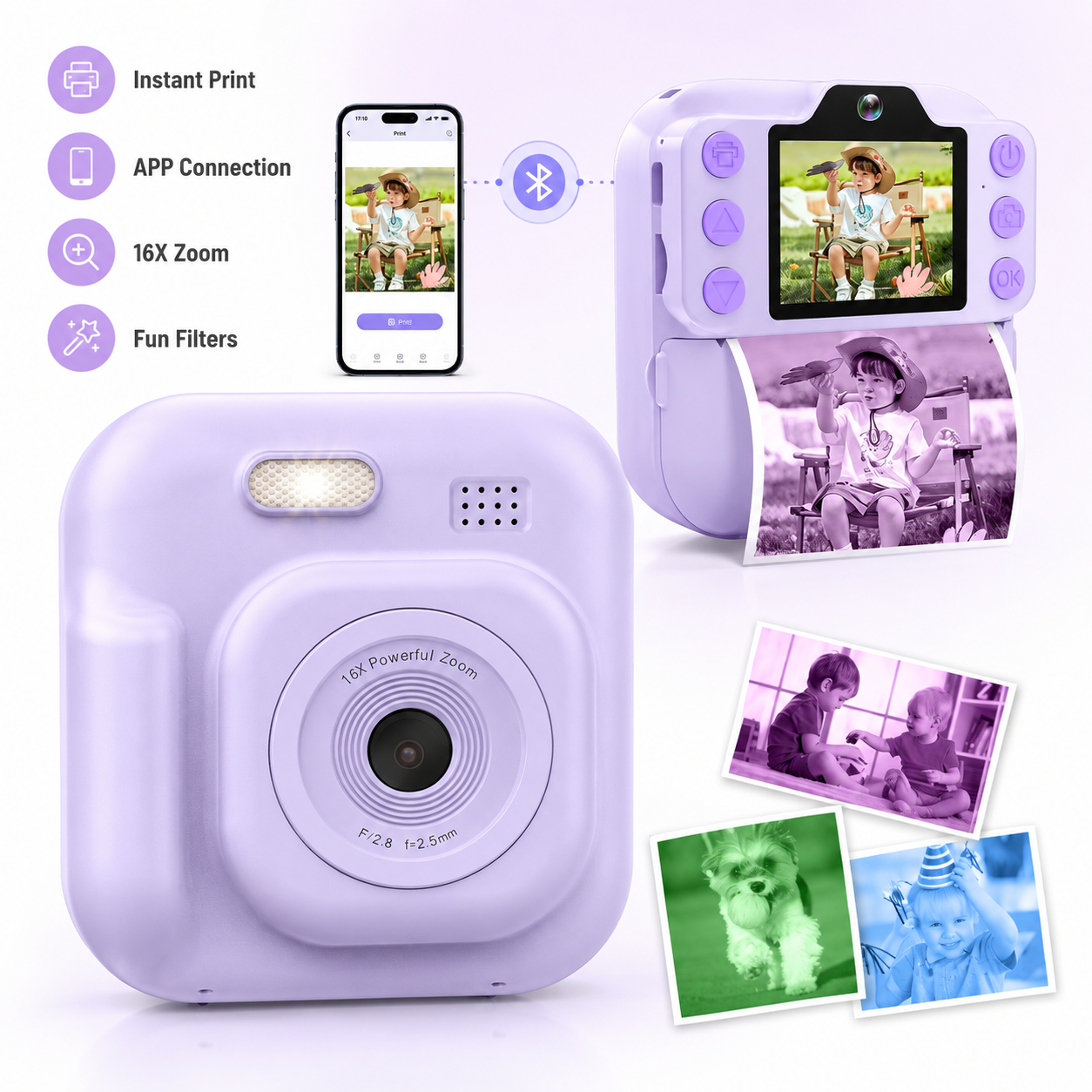 1080P Kids Instant Print Camera With Thermal Printer