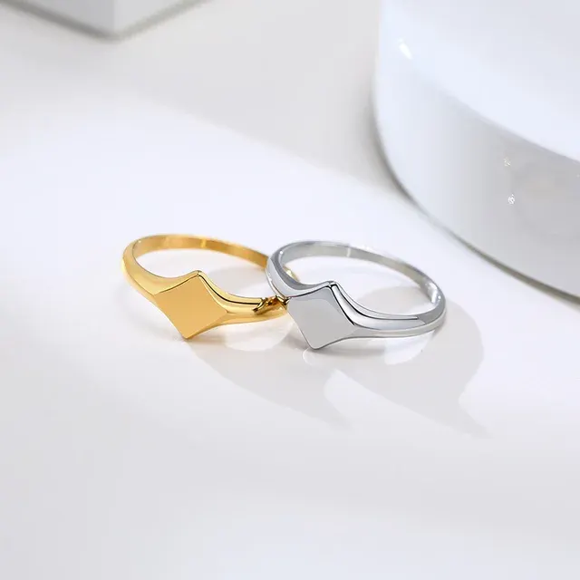 Stainless Steel Floral Signet Pinky Ring 2