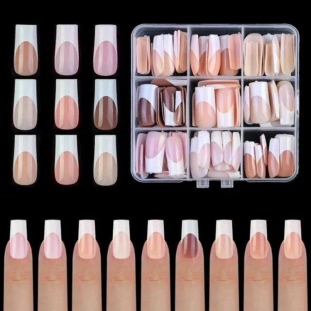 135 Multicolor French Tip Press-On Nails 2
