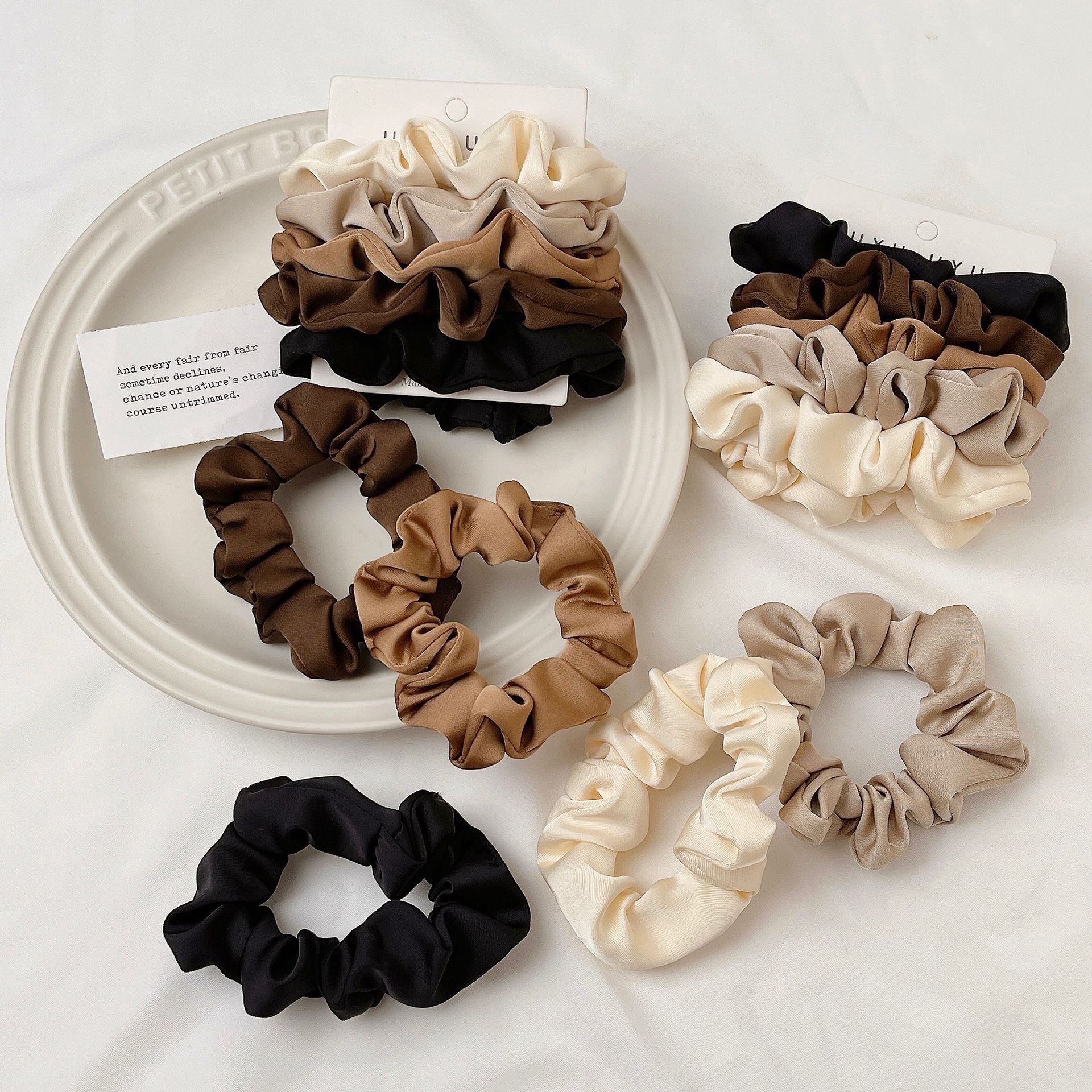 5-Piece Silk Satin Scrunchie Set for Women 2
