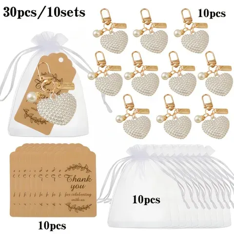 30-Piece Heart-Shaped Keychain Set with Gift Cards