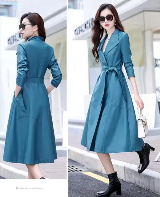 Women's Long Shearling Trench Coat 2