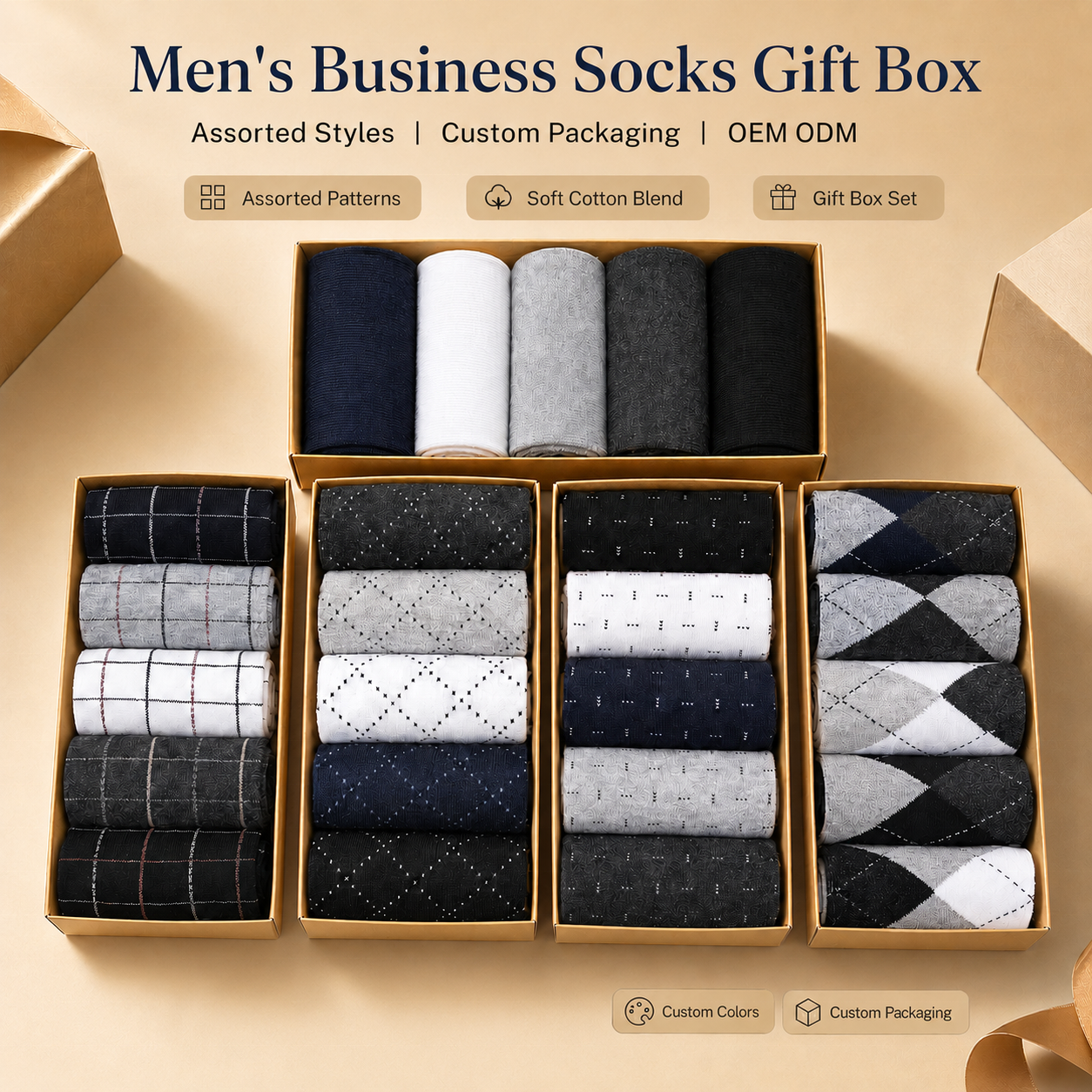 Men's Business Dress Socks 5-Pack Gift Box
