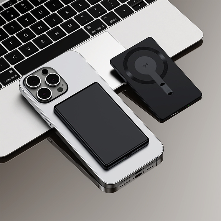 15W Black Magnetic Portable Charger Small 5000mAh Wireless
