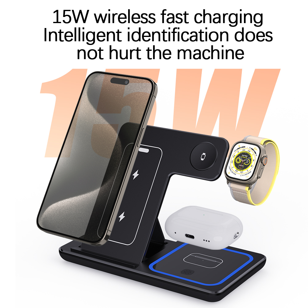 Foldable 3-in-1 Wireless Charging Stand 15W 4