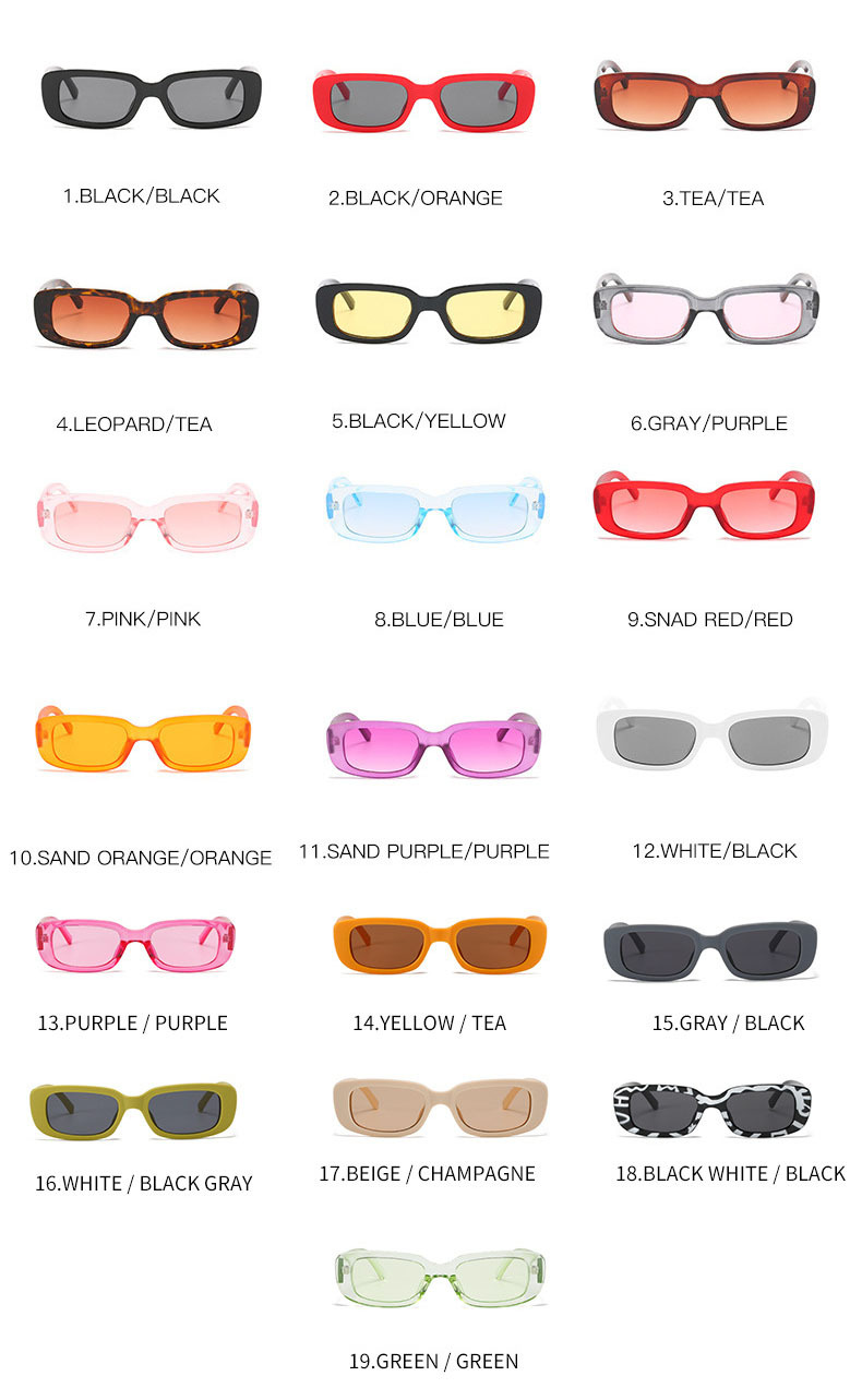 Rectangle Candy Color UV400 Sunglasses 2