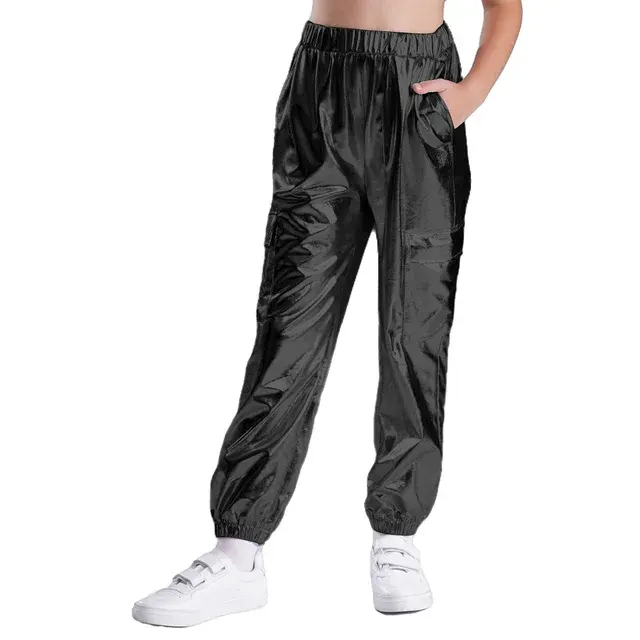 Kinder Jungen Mädchen Metallic Shiny Cargo Hosen Mode 2