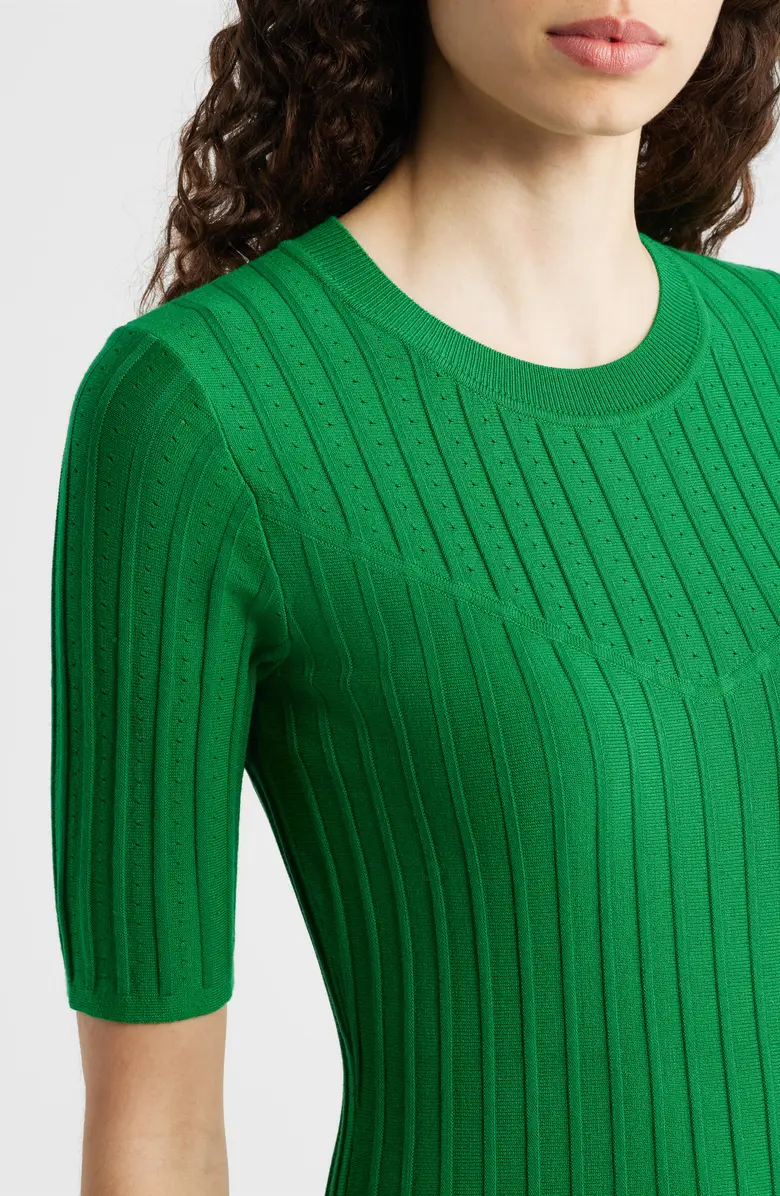 Green Ribbed Knit Midi Dress 2