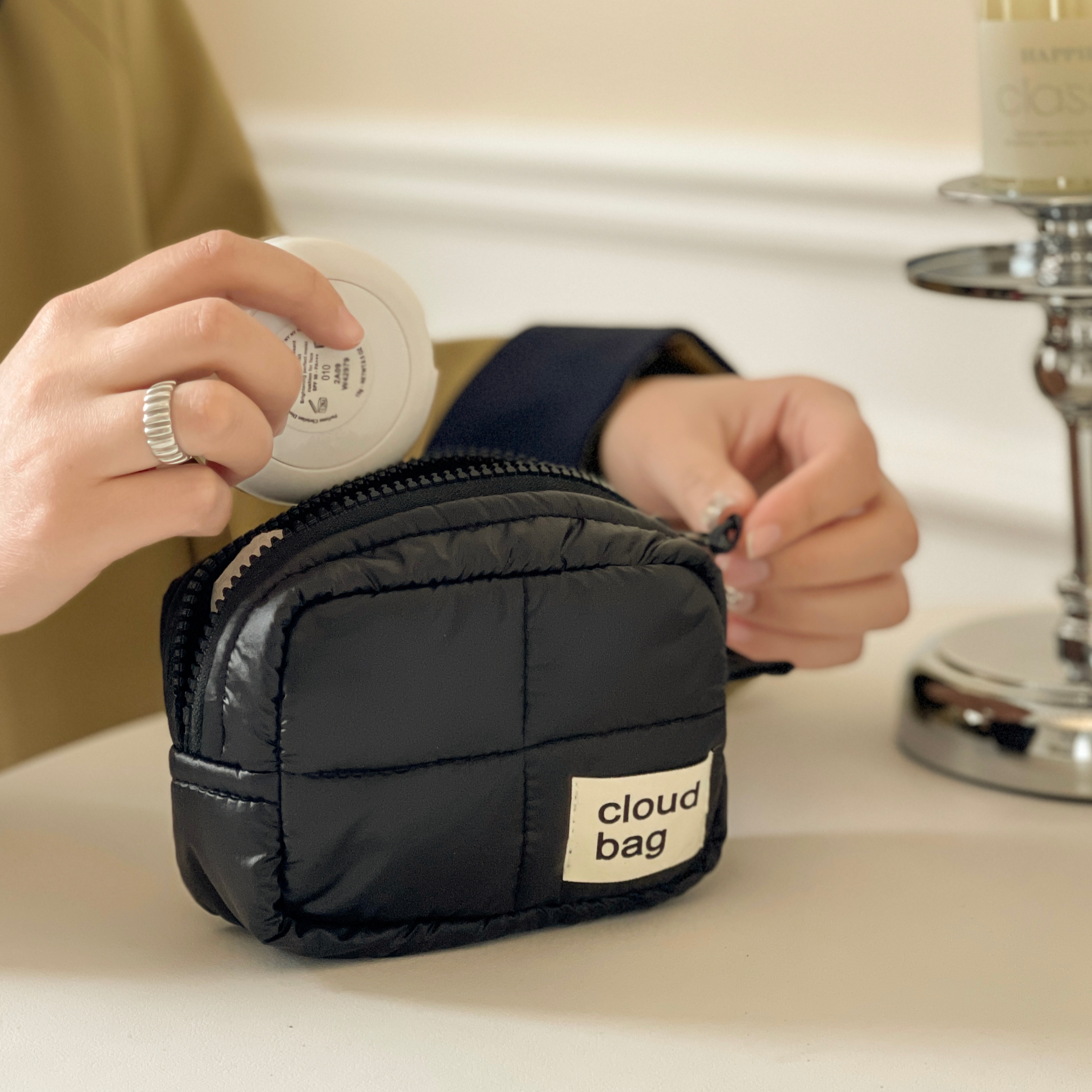 Kleine grün-gelbe Mini Schminktasche mit Organizer 4