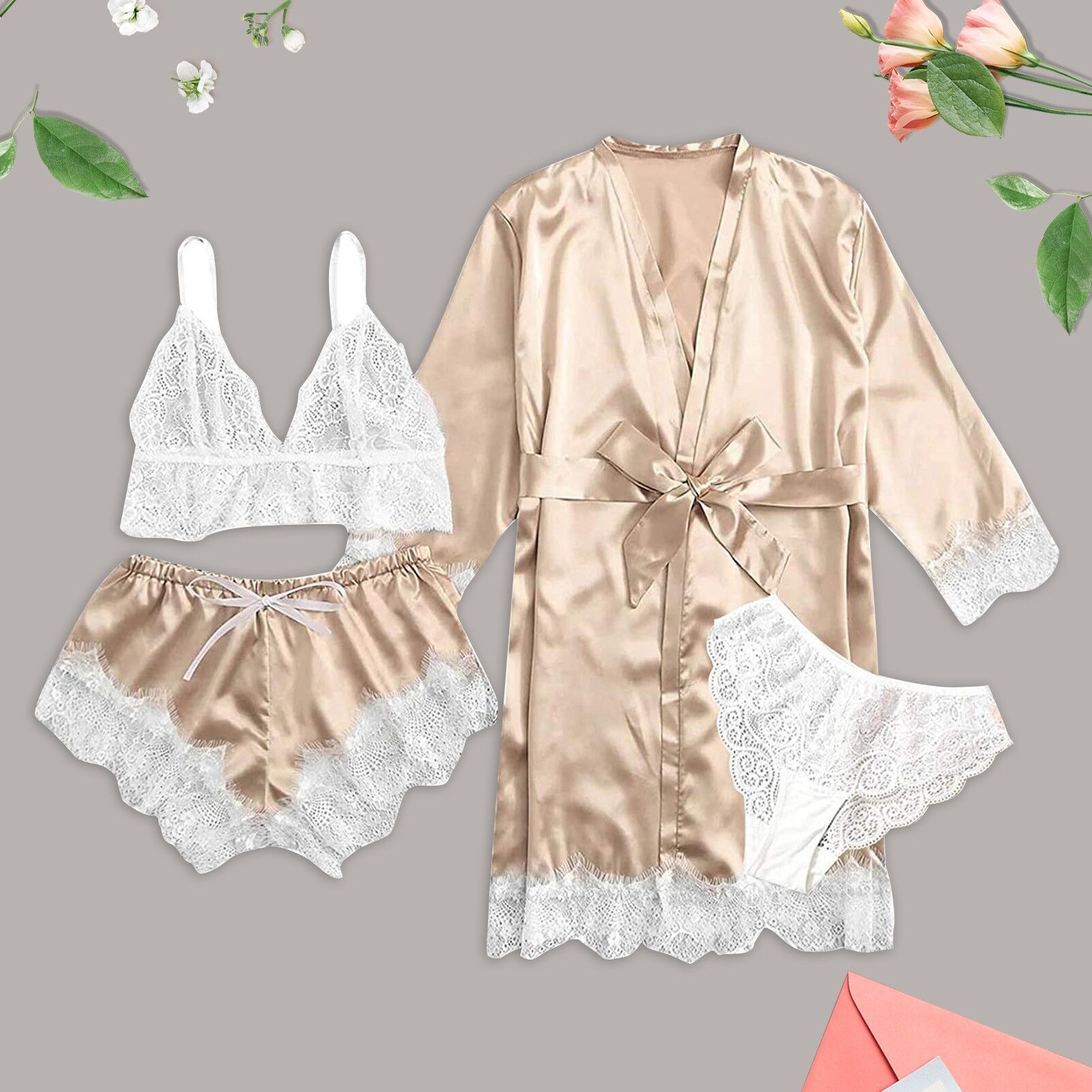 Long Sleeve Satin Pajama Set for Women 2