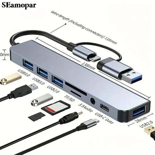 8-in-1 USB Hub with SD Reader 2