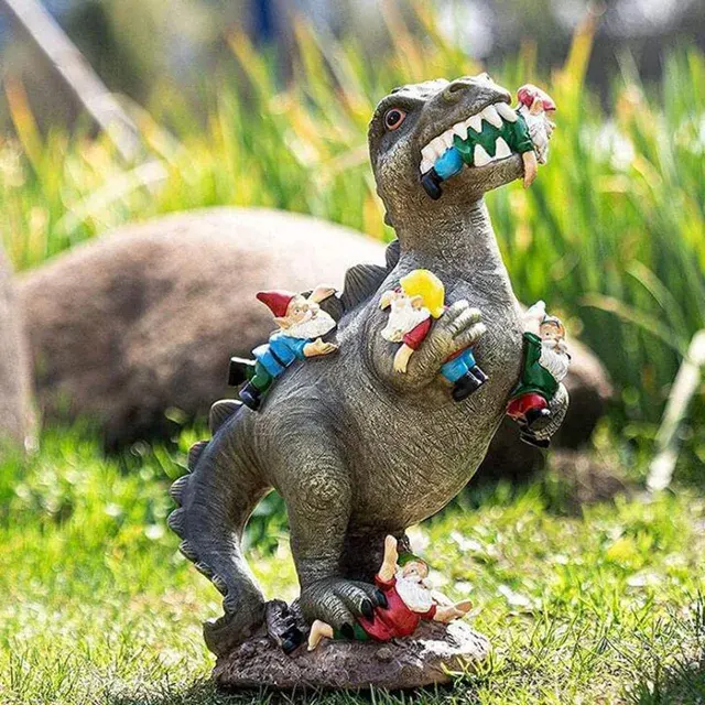 Resin Dinosaur vs. Gnome Figurine 3