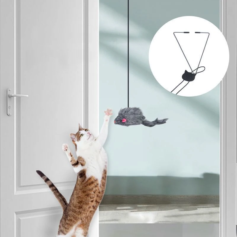 Door-Hanging Cat Spring Toy with Clip 2