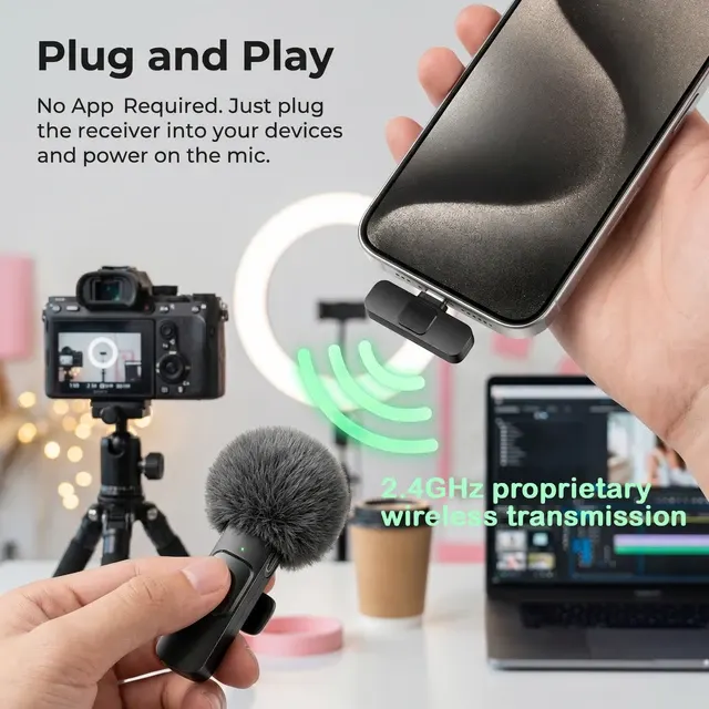 Wireless Lavalier Mic with Fur Windscreen 3