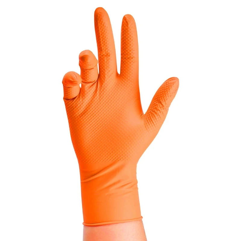 Orange Disposable Nitrile Gloves, 8 Mil