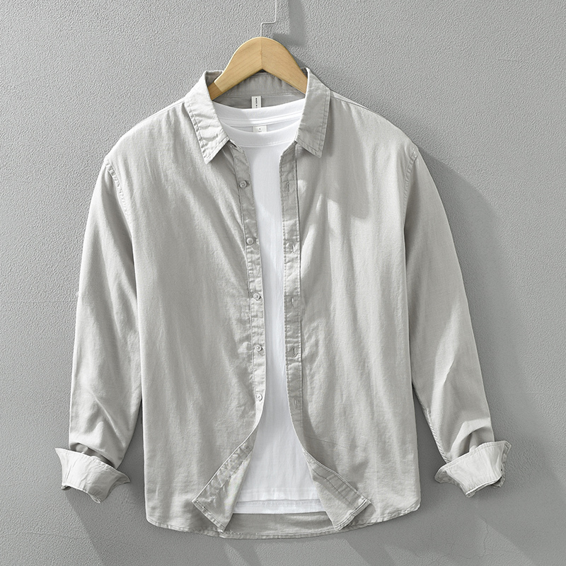 Slim Fit Cotton Linen Men's Business Shirt 3