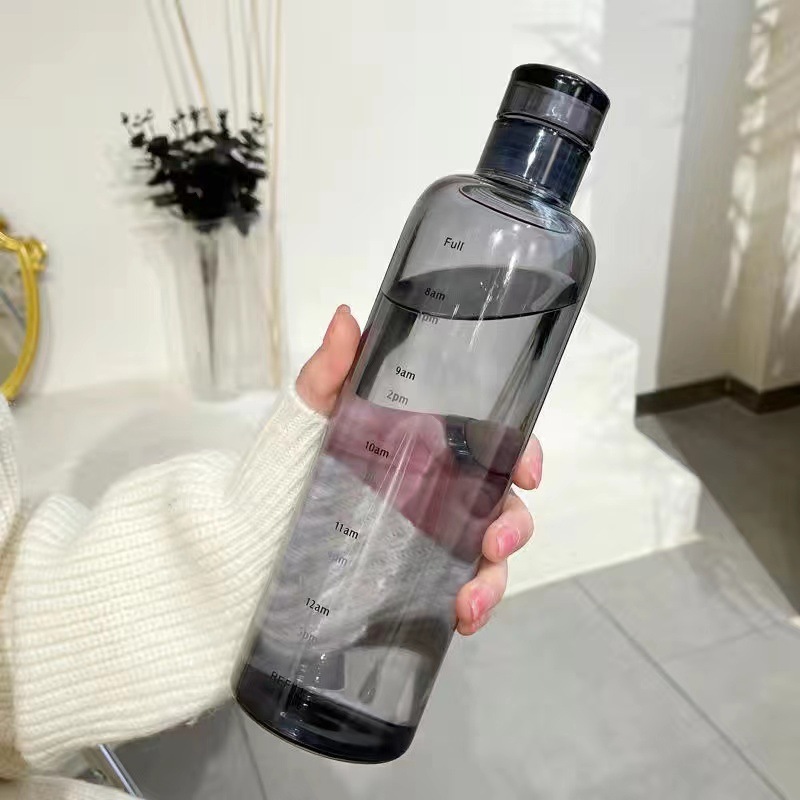 Crystal Glass Water Bottle with Time Marker 3