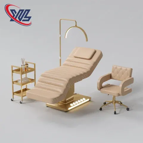 Beauty Salon Esthetician Furniture Gold Base Curve Facial