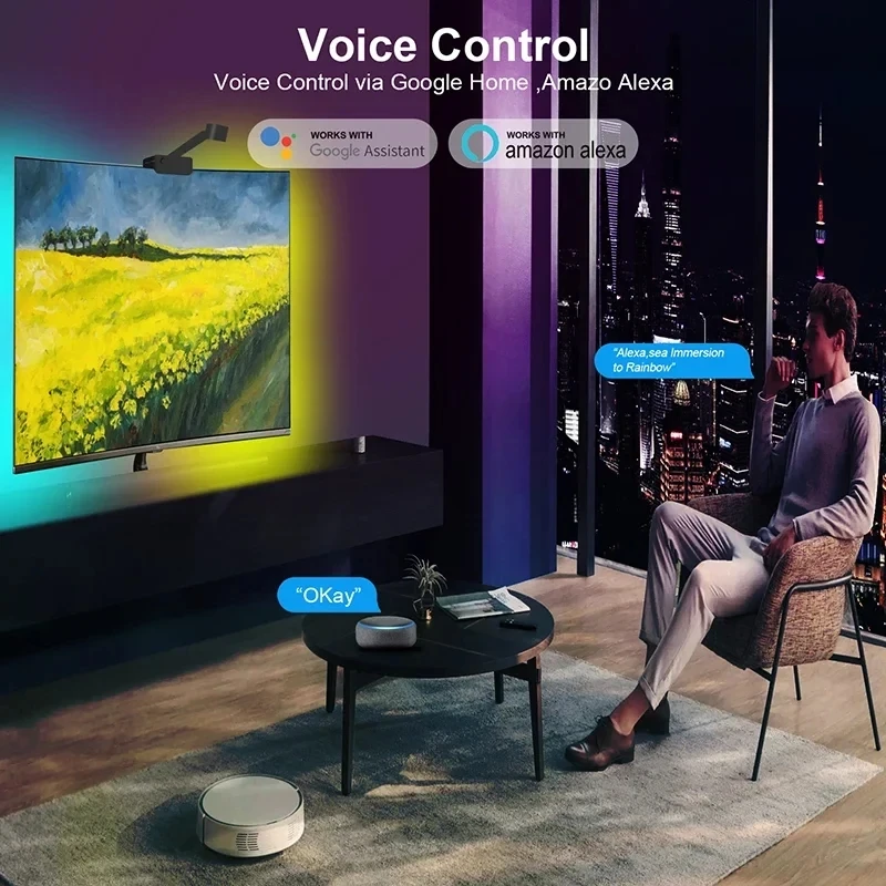 Intelligente 5V RGBIC TV-Hintergrundbeleuchtung 3 8M 5M Ambilight 4