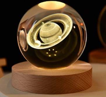 3D-LED-Kristallkugel Nachtlicht Planetenmotiv 3