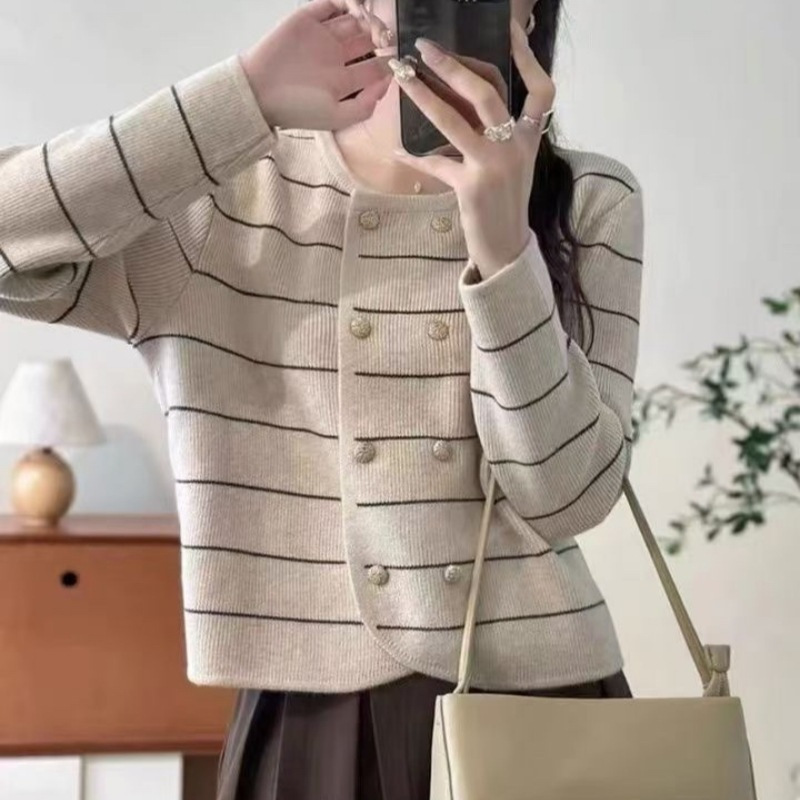 Double Breasted Western Style Classic Striped Color Collision