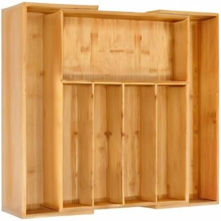Premium Bamboo Drawer Organizer Expandable Silverware 2