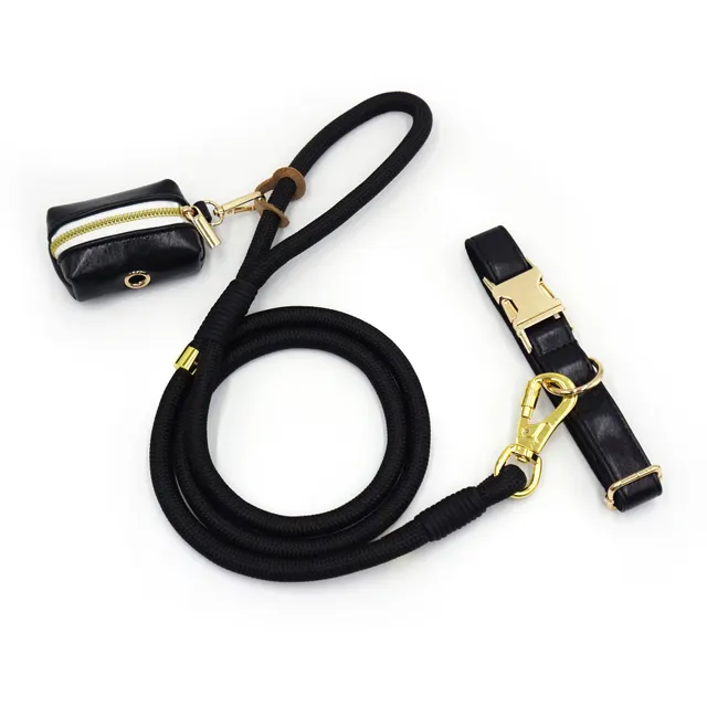 Leather Hand-woven Round Rope Strong Dog Leash 1