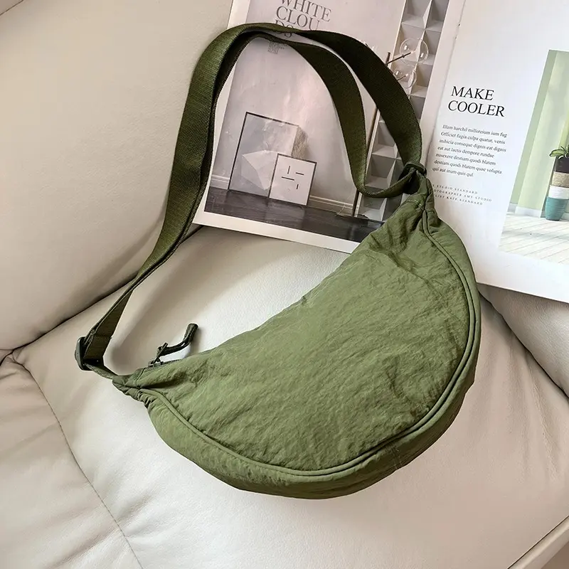 Nylon Women Men Crossbody Shoulder Bag Solid Color