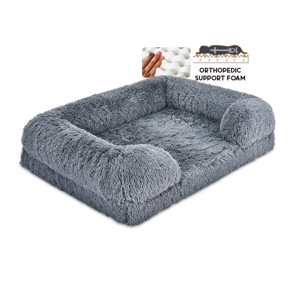 Fluffy Faux Fur Bolster Dog Sofa