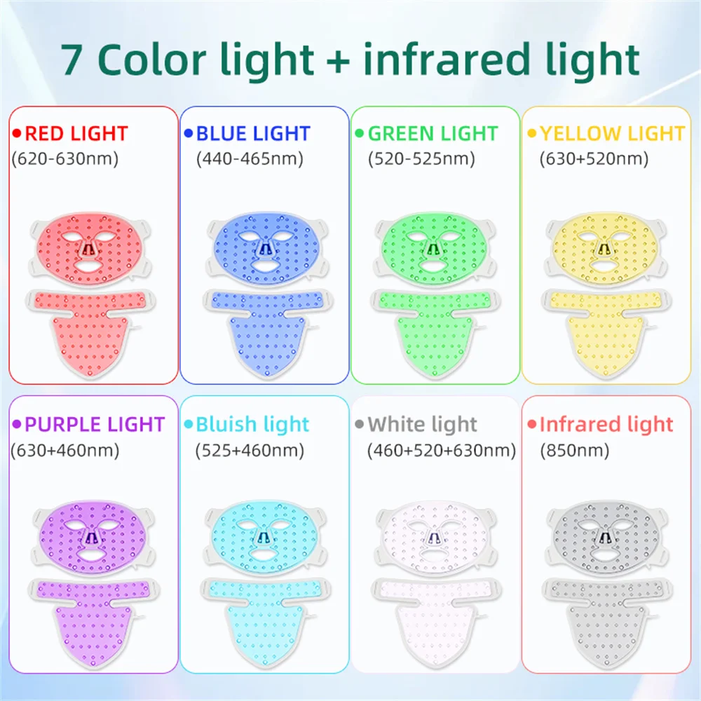 LED 8-Farben-Gesichtsmaske und Hals Rotes Licht Nahinfrarot-Therapie Anti-Aging 2
