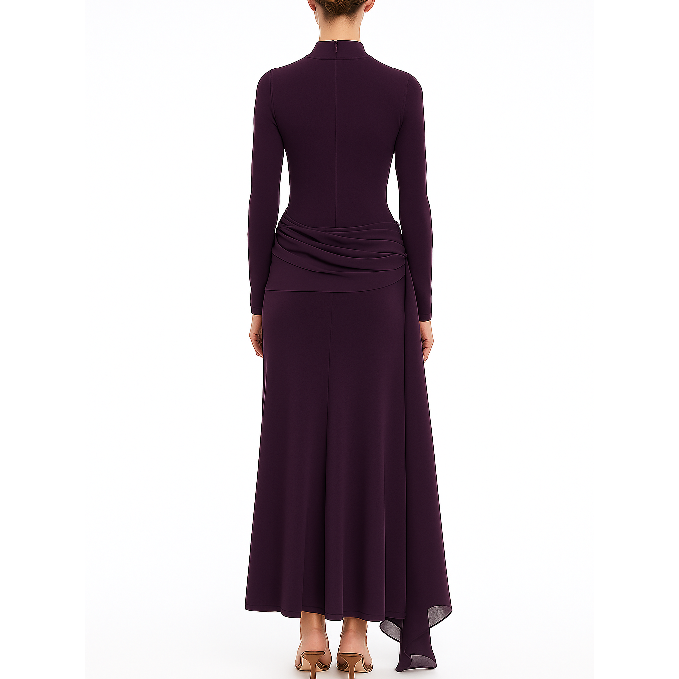 Elegant Long Sleeve Chiffon Maxi Dress 2