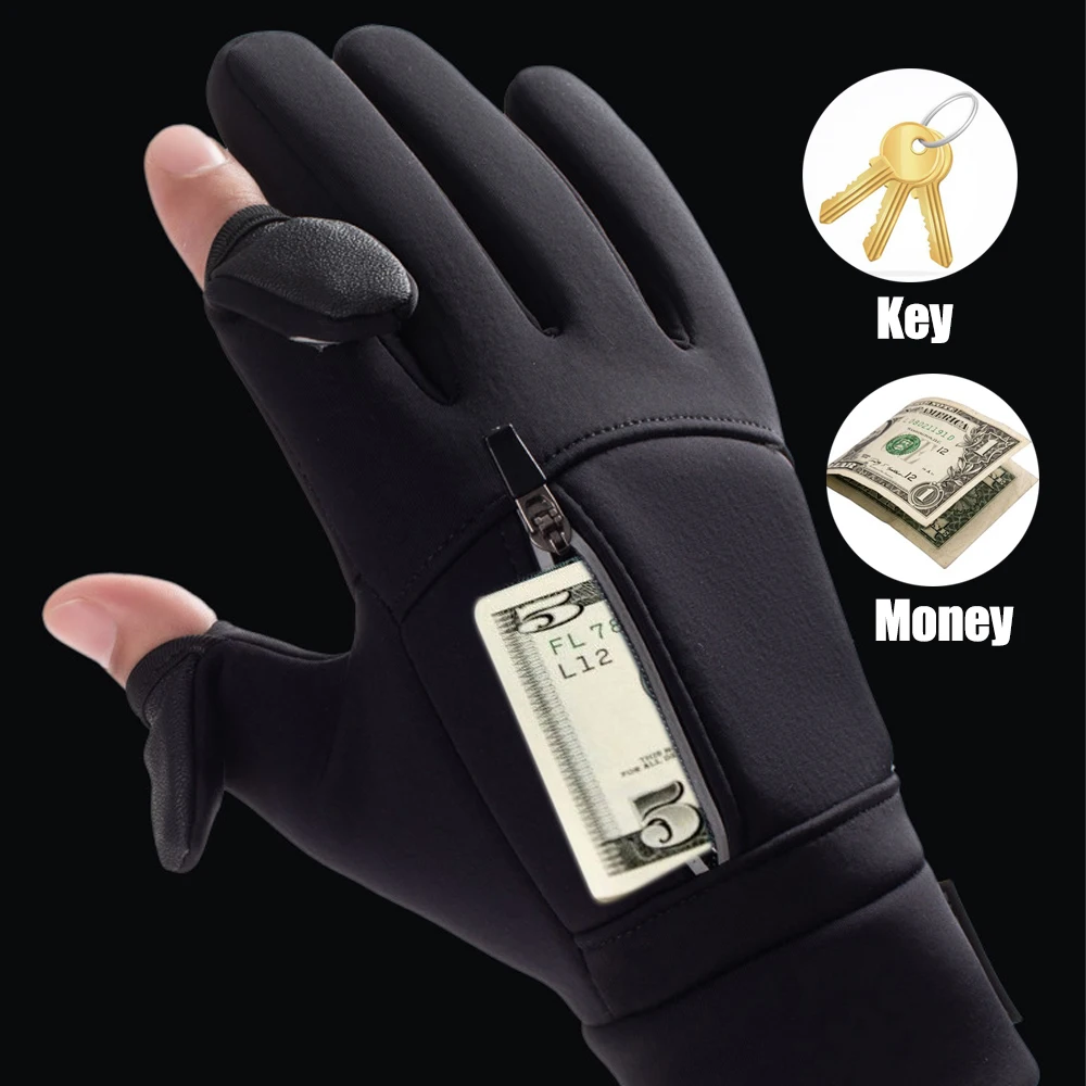 Warme Winterhandschuhe Umklappbare Handschuhe mit Zwei Freiliegenden Fingern 2