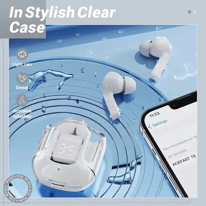 Transparent Case Earbuds with Digital Display 3