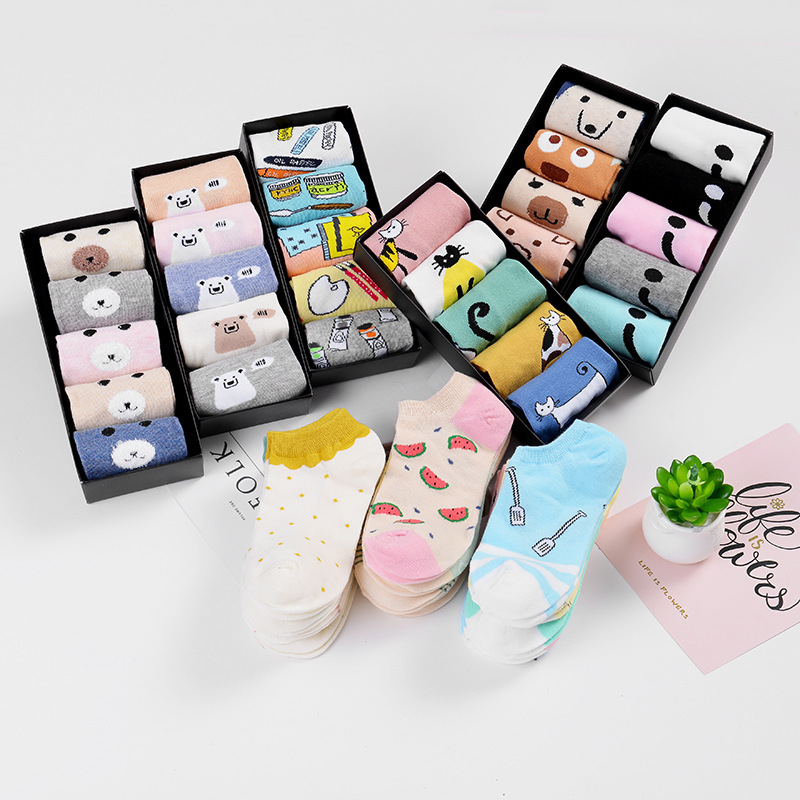 Women's Cartoon Boat Socks Gift Set