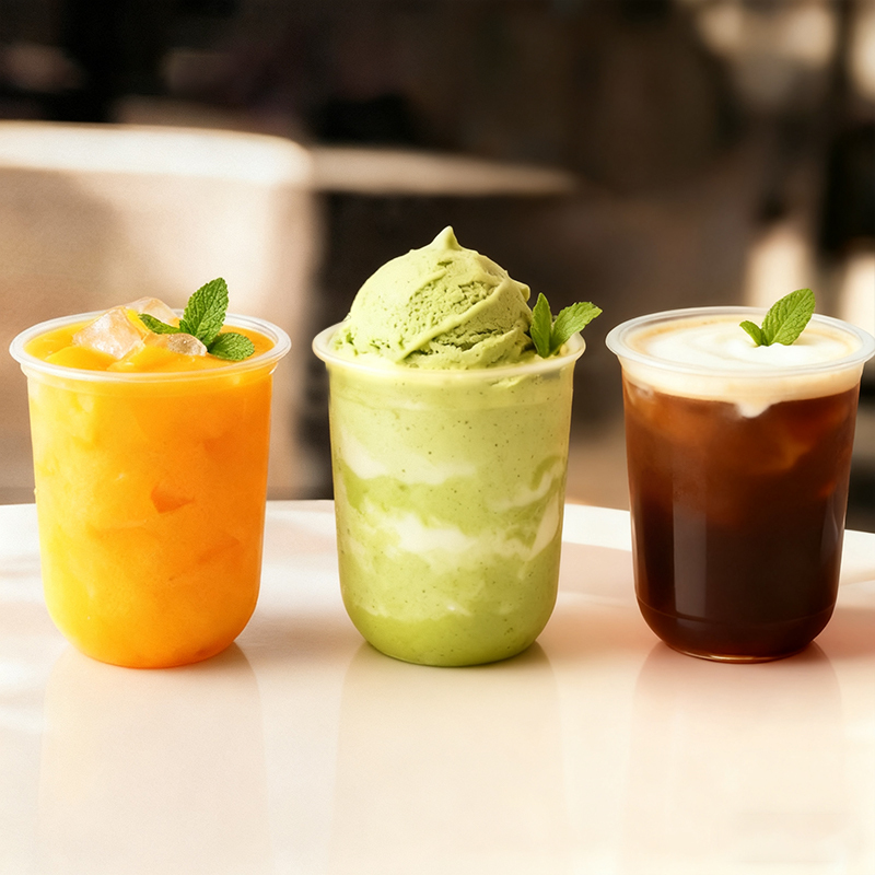 Bubble Tea Drink Plastic Cups Smoothie Juice Clear 2