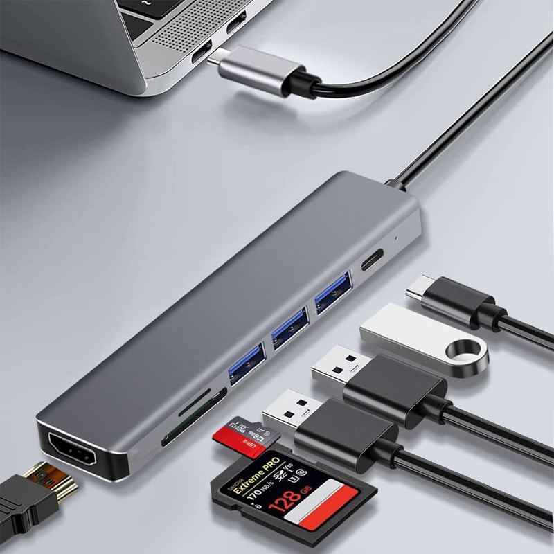7-in-1 USB-C-Aluminium-Hub mit USB 3.0 für Laptop 3