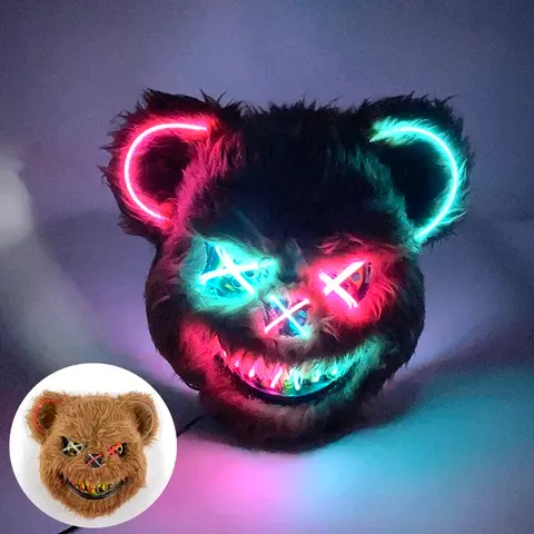 LED Cosplay Leuchtende Blutige Bärenmaske Halloween Horror Plüsch