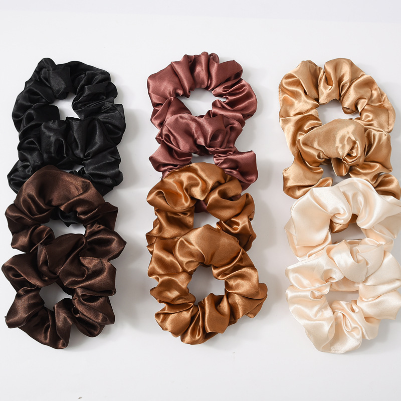 Girls Solid Soft Satin Hair Scrunchies
