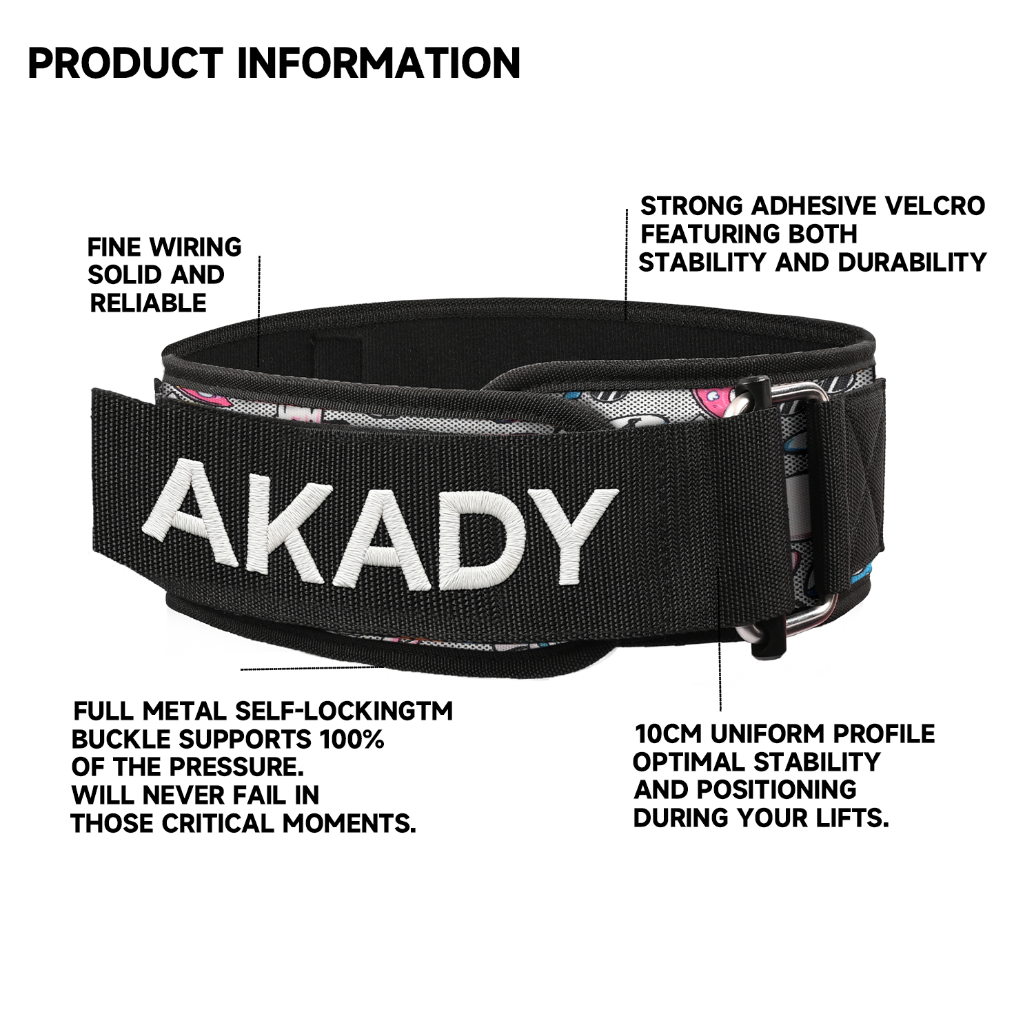 AKADY Premium EVA Weightlifting Belt Abdominal Back Support 3