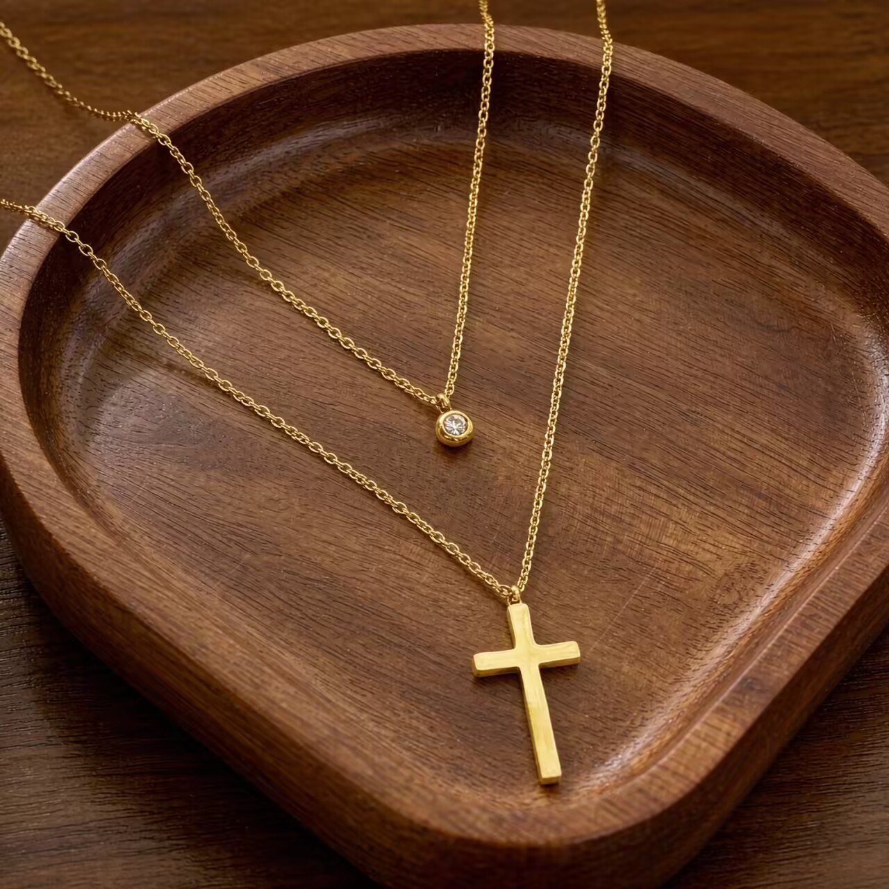 Double-Layer Stainless Steel Cross Necklace 2