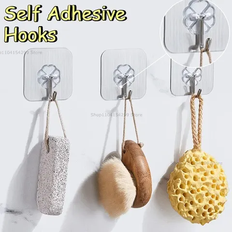 20 Transparent Heavy-Duty Adhesive Hooks